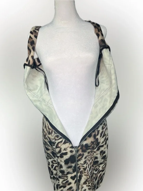 STUDIO F Leopard Print Zip-Front Mini Dress - Brown - Picture 14 of 14